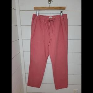 J Crew medium pink cotton drawstring pants. Heavyweight flannel feel.